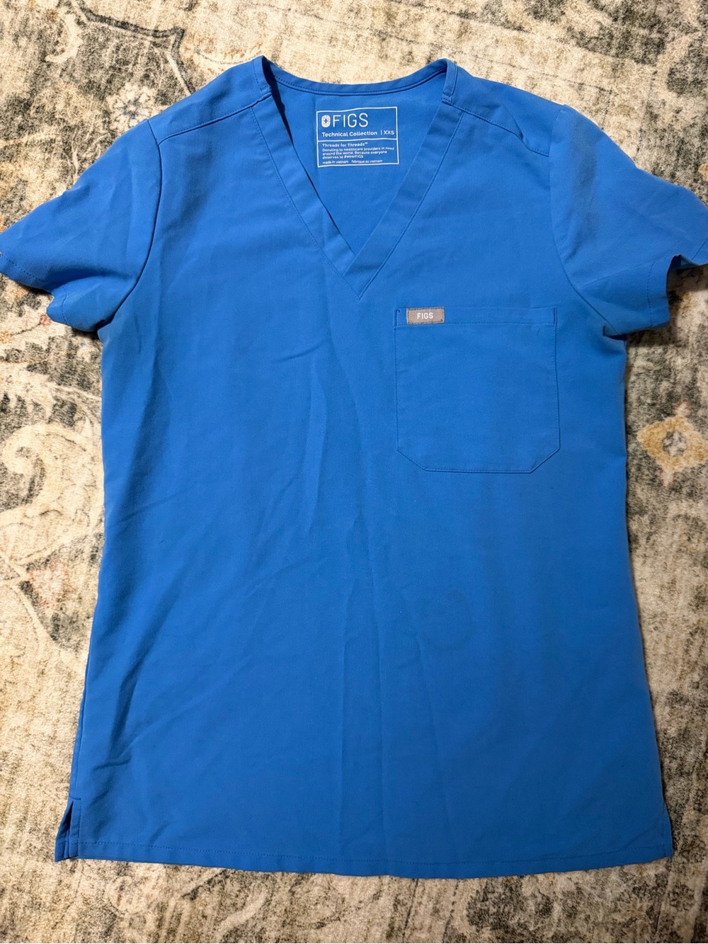 Figs Capri Blue one pocket scrub top